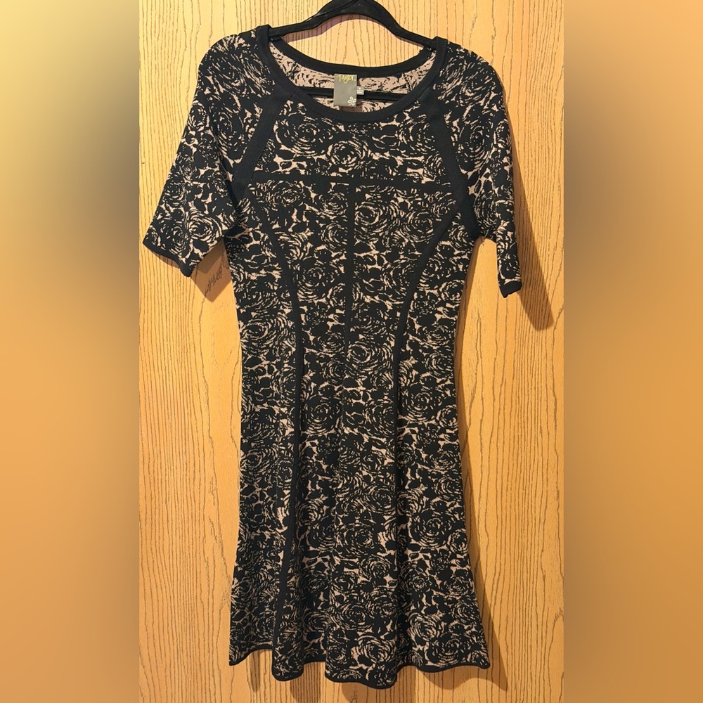Black and Cream knee length Dress